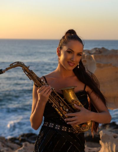 felicity saxophonist whitesax events, at the beach with saxophone